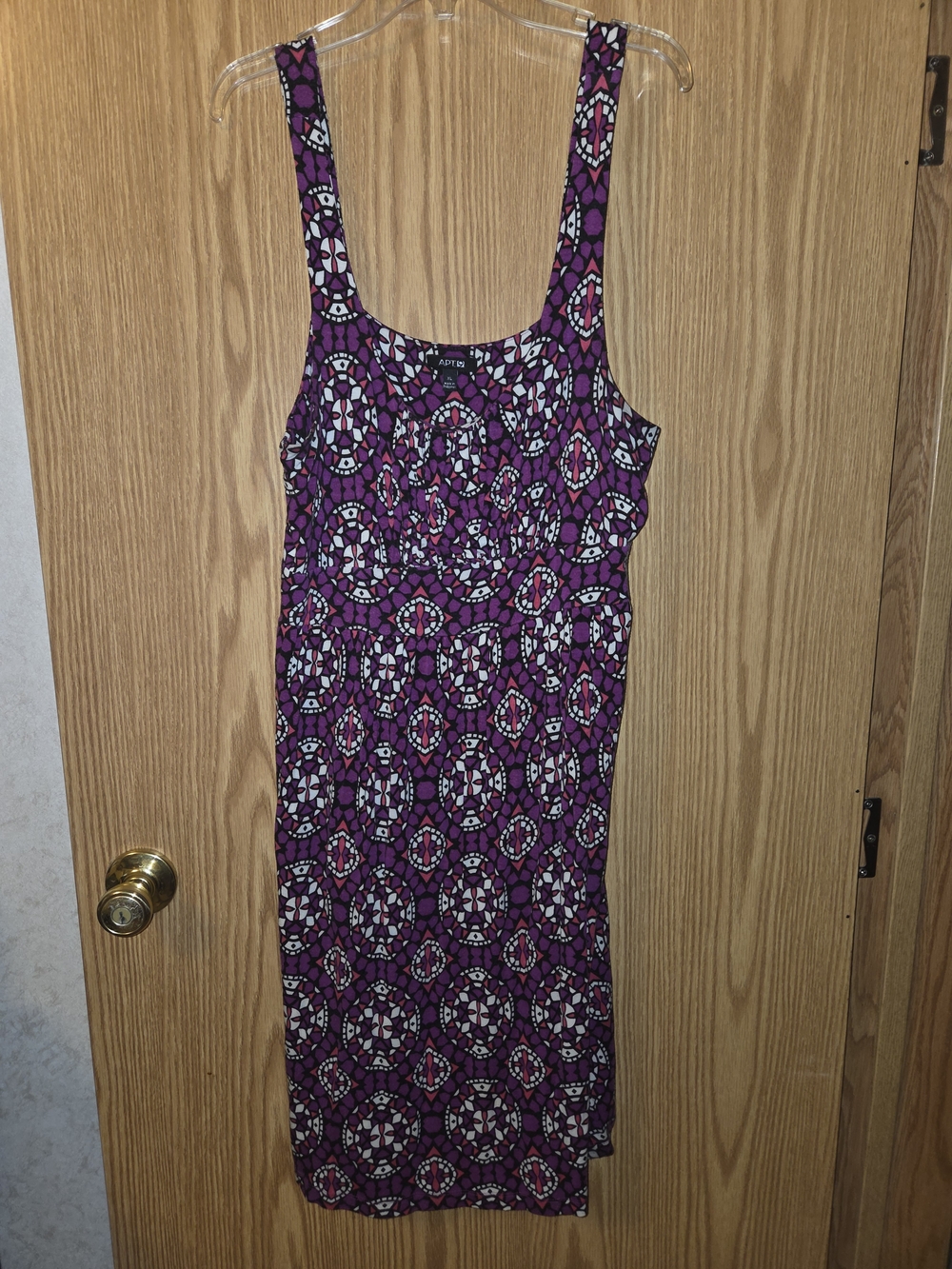 Apt. 9 Purple Multi-Pattern Scoop Neck Midi Dress